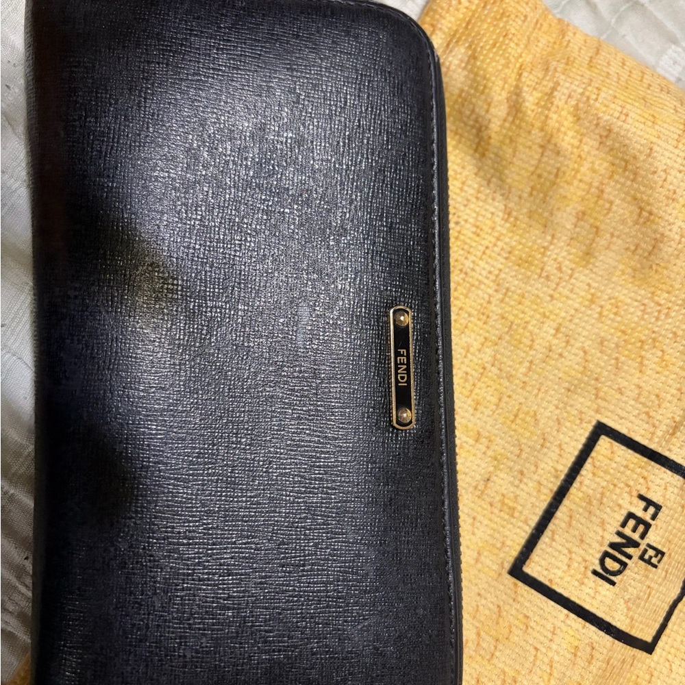 Fendi Black Textured Leather Accessory